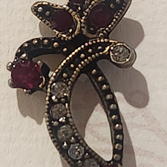 Sweet Romance Art Deco Dangle Earrings Elegant Style Red, Black and Crystal New - Picture 5 of 10